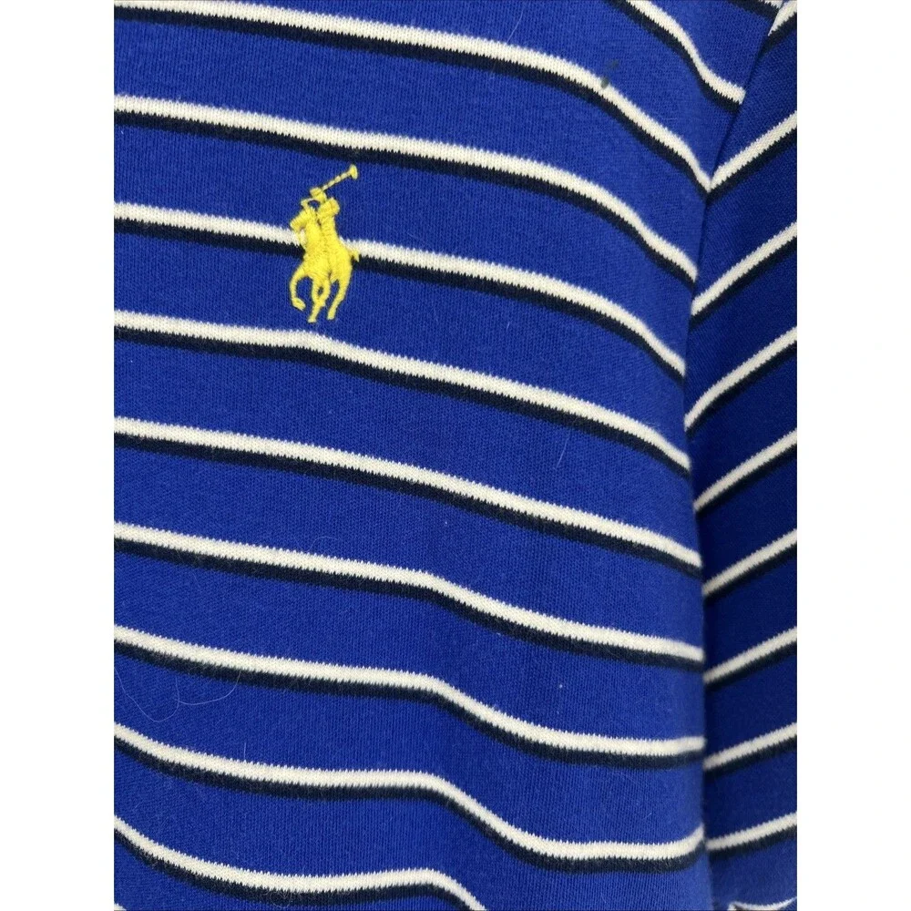 Polo Ralph Lauren Custom Fit Shirt Mens Sz L Blue Striped Short Sleeve Pony